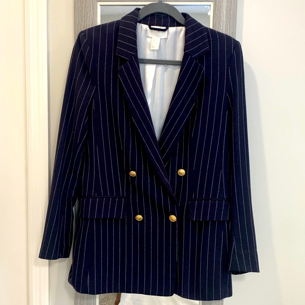 H&M Navy Blue Pinstripe Blazer